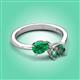 3 - Afra 1.96 ctw Emerald Pear Shape (7x5 mm) & Lab Created Alexandrite Oval Shape (7x5 mm) Toi Et Moi Engagement Ring 