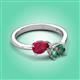 3 - Afra 2.11 ctw Ruby Pear Shape (7x5 mm) & Lab Created Alexandrite Oval Shape (7x5 mm) Toi Et Moi Engagement Ring 