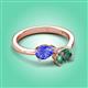 3 - Afra 1.91 ctw Tanzanite Pear Shape (7x5 mm) & Lab Created Alexandrite Oval Shape (7x5 mm) Toi Et Moi Engagement Ring 