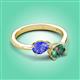 3 - Afra 1.91 ctw Tanzanite Pear Shape (7x5 mm) & Lab Created Alexandrite Oval Shape (7x5 mm) Toi Et Moi Engagement Ring 