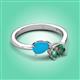 3 - Afra 1.51 ctw Turquoise Pear Shape (7x5 mm) & Lab Created Alexandrite Oval Shape (7x5 mm) Toi Et Moi Engagement Ring 