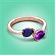 3 - Afra 1.62 ctw Blue Sapphire Pear Shape (7x5 mm) & Amethyst Oval Shape (7x5 mm) Toi Et Moi Engagement Ring 