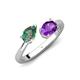 4 - Afra 1.58 ctw Lab Created Alexandrite Pear Shape (7x5 mm) & Amethyst Oval Shape (7x5 mm) Toi Et Moi Engagement Ring 