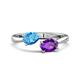 1 - Afra 1.57 ctw Blue Topaz Pear Shape (7x5 mm) & Amethyst Oval Shape (7x5 mm) Toi Et Moi Engagement Ring 