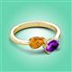 3 - Afra 1.37 ctw Citrine Pear Shape (7x5 mm) & Amethyst Oval Shape (7x5 mm) Toi Et Moi Engagement Ring 