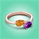 3 - Afra 1.37 ctw Citrine Pear Shape (7x5 mm) & Amethyst Oval Shape (7x5 mm) Toi Et Moi Engagement Ring 