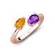 4 - Afra 1.37 ctw Citrine Pear Shape (7x5 mm) & Amethyst Oval Shape (7x5 mm) Toi Et Moi Engagement Ring 