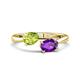 1 - Afra 1.52 ctw Peridot Pear Shape (7x5 mm) & Amethyst Oval Shape (7x5 mm) Toi Et Moi Engagement Ring 