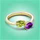 3 - Afra 1.52 ctw Peridot Pear Shape (7x5 mm) & Amethyst Oval Shape (7x5 mm) Toi Et Moi Engagement Ring 