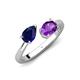 4 - Afra 1.62 ctw Blue Sapphire Pear Shape (7x5 mm) & Amethyst Oval Shape (7x5 mm) Toi Et Moi Engagement Ring 