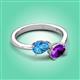 3 - Afra 1.57 ctw Blue Topaz Pear Shape (7x5 mm) & Amethyst Oval Shape (7x5 mm) Toi Et Moi Engagement Ring 