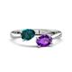 1 - Afra 1.57 ctw London Blue Topaz Pear Shape (7x5 mm) & Amethyst Oval Shape (7x5 mm) Toi Et Moi Engagement Ring 