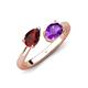 4 - Afra 1.62 ctw Red Garnet Pear Shape (7x5 mm) & Amethyst Oval Shape (7x5 mm) Toi Et Moi Engagement Ring 