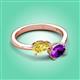 3 - Afra 1.62 ctw Yellow Sapphire Pear Shape (7x5 mm) & Amethyst Oval Shape (7x5 mm) Toi Et Moi Engagement Ring 
