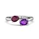 1 - Afra 1.62 ctw Rhodolite Garnet Pear Shape (7x5 mm) & Amethyst Oval Shape (7x5 mm) Toi Et Moi Engagement Ring 