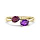 1 - Afra 1.62 ctw Rhodolite Garnet Pear Shape (7x5 mm) & Amethyst Oval Shape (7x5 mm) Toi Et Moi Engagement Ring 