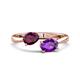 1 - Afra 1.62 ctw Rhodolite Garnet Pear Shape (7x5 mm) & Amethyst Oval Shape (7x5 mm) Toi Et Moi Engagement Ring 