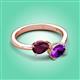 3 - Afra 1.62 ctw Rhodolite Garnet Pear Shape (7x5 mm) & Amethyst Oval Shape (7x5 mm) Toi Et Moi Engagement Ring 