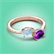 3 - Afra 1.32 ctw Aquamarine Pear Shape (7x5 mm) & Amethyst Oval Shape (7x5 mm) Toi Et Moi Engagement Ring 