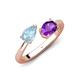 4 - Afra 1.32 ctw Aquamarine Pear Shape (7x5 mm) & Amethyst Oval Shape (7x5 mm) Toi Et Moi Engagement Ring 