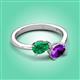 3 - Afra 1.52 ctw Emerald Pear Shape (7x5 mm) & Amethyst Oval Shape (7x5 mm) Toi Et Moi Engagement Ring 