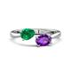 1 - Afra 1.52 ctw Emerald Pear Shape (7x5 mm) & Amethyst Oval Shape (7x5 mm) Toi Et Moi Engagement Ring 