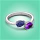 3 - Afra 1.32 ctw Iolite Pear Shape (7x5 mm) & Amethyst Oval Shape (7x5 mm) Toi Et Moi Engagement Ring 