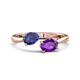 1 - Afra 1.32 ctw Iolite Pear Shape (7x5 mm) & Amethyst Oval Shape (7x5 mm) Toi Et Moi Engagement Ring 