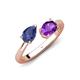 4 - Afra 1.32 ctw Iolite Pear Shape (7x5 mm) & Amethyst Oval Shape (7x5 mm) Toi Et Moi Engagement Ring 