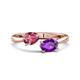 1 - Afra 1.42 ctw Pink Tourmaline Pear Shape (7x5 mm) & Amethyst Oval Shape (7x5 mm) Toi Et Moi Engagement Ring 