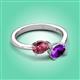 3 - Afra 1.42 ctw Pink Tourmaline Pear Shape (7x5 mm) & Amethyst Oval Shape (7x5 mm) Toi Et Moi Engagement Ring 