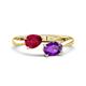 1 - Afra 1.67 ctw Ruby Pear Shape (7x5 mm) & Amethyst Oval Shape (7x5 mm) Toi Et Moi Engagement Ring 