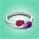 3 - Afra 1.67 ctw Ruby Pear Shape (7x5 mm) & Amethyst Oval Shape (7x5 mm) Toi Et Moi Engagement Ring 