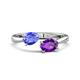 1 - Afra 1.47 ctw Tanzanite Pear Shape (7x5 mm) & Amethyst Oval Shape (7x5 mm) Toi Et Moi Engagement Ring 