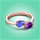 3 - Afra 1.47 ctw Tanzanite Pear Shape (7x5 mm) & Amethyst Oval Shape (7x5 mm) Toi Et Moi Engagement Ring 