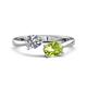 1 - Afra 1.65 ctw IGI Certified Lab Grown Diamond  Pear Shape (7x5 mm) & Peridot Oval Shape (7x5 mm) Toi Et Moi Engagement Ring 