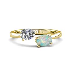 Afra ctw IGI Certified Lab Grown Diamond Pear Shape x Opal Oval Shape x Toi Et Moi Engagement Ring ctw IGI Certified Lab Grown Diamond Pear Shape x Opal Oval Shape x with Prong setting Two Stone Duo Women Engagement Ring in K Yellow Gold
