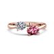 1 - Afra 1.60 ctw IGI Certified Lab Grown Diamond  Pear Shape (7x5 mm) & Pink Tourmaline Oval Shape (7x5 mm) Toi Et Moi Engagement Ring 