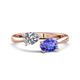 1 - Afra 1.60 ctw IGI Certified Lab Grown Diamond  Pear Shape (7x5 mm) & Tanzanite Oval Shape (7x5 mm) Toi Et Moi Engagement Ring 