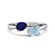1 - Afra 1.62 ctw Blue Sapphire Pear Shape (7x5 mm) & Aquamarine Oval Shape (7x5 mm) Toi Et Moi Engagement Ring 