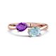 1 - Afra 1.37 ctw Amethyst Pear Shape (7x5 mm) & Aquamarine Oval Shape (7x5 mm) Toi Et Moi Engagement Ring 