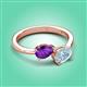 3 - Afra 1.37 ctw Amethyst Pear Shape (7x5 mm) & Aquamarine Oval Shape (7x5 mm) Toi Et Moi Engagement Ring 