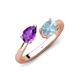 4 - Afra 1.37 ctw Amethyst Pear Shape (7x5 mm) & Aquamarine Oval Shape (7x5 mm) Toi Et Moi Engagement Ring 