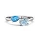 1 - Afra 1.57 ctw Blue Topaz Pear Shape (7x5 mm) & Aquamarine Oval Shape (7x5 mm) Toi Et Moi Engagement Ring 