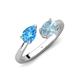 4 - Afra 1.57 ctw Blue Topaz Pear Shape (7x5 mm) & Aquamarine Oval Shape (7x5 mm) Toi Et Moi Engagement Ring 