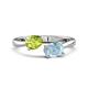 1 - Afra 1.52 ctw Peridot Pear Shape (7x5 mm) & Aquamarine Oval Shape (7x5 mm) Toi Et Moi Engagement Ring 