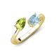 4 - Afra 1.52 ctw Peridot Pear Shape (7x5 mm) & Aquamarine Oval Shape (7x5 mm) Toi Et Moi Engagement Ring 