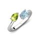 4 - Afra 1.52 ctw Peridot Pear Shape (7x5 mm) & Aquamarine Oval Shape (7x5 mm) Toi Et Moi Engagement Ring 