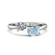 1 - Afra 1.57 ctw Moissanite Pear Shape (7x5 mm) & Aquamarine Oval Shape (7x5 mm) Toi Et Moi Engagement Ring 