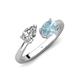 4 - Afra 1.57 ctw Moissanite Pear Shape (7x5 mm) & Aquamarine Oval Shape (7x5 mm) Toi Et Moi Engagement Ring 